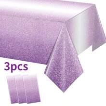 1/3pcs Ombre Light Purple Disposable Plastic Tablecloth, High Quality Rectangle Party Tablecloth For Wedding, Birthday, Anniversary, Bachelor Party Decoration, 54 X 71 Inches