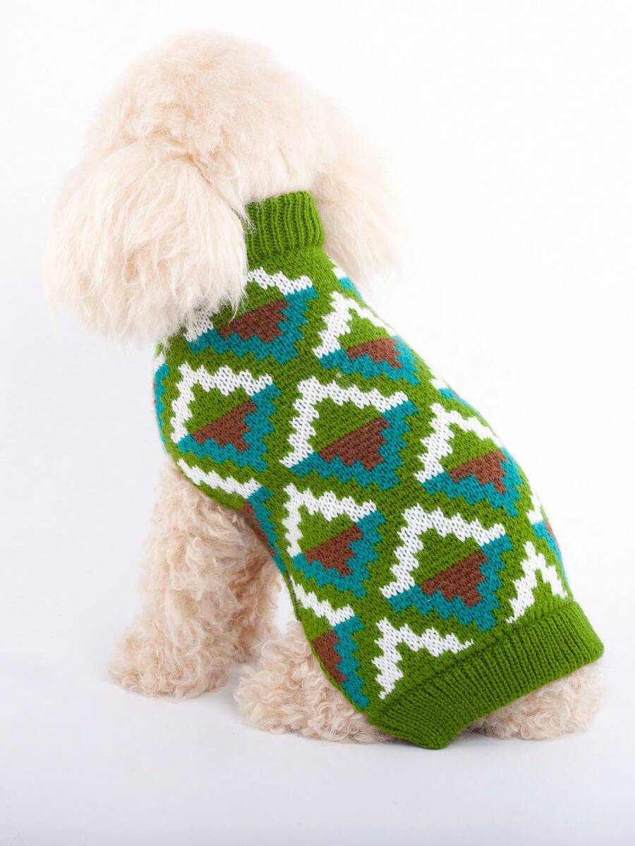 1pc Autumn/Winter New Pattern Pullover Sweater, Warm Pet Sweater With Bohemian Jacquard Knit Design, Fashionable And Cozy For Small/Medium Dogs