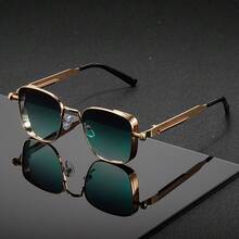 Square Exquisite Fashion Glasses, Suitable For Music Festivals, Street Photography Accessories, Fashionable Frame With Simple And Exquisite Design - màu xanh lá - Xem 1
