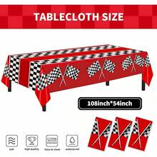 TendenciaPaquete de 3 manteles de coche de carreras a cuadros – decoraciones de fiesta de cumpleaños para coche de carreras, manteles de fiesta infantiles, 54 x 108 pulgadas, rectangulares desechables paraCalidad premium - Rojo Negro Blanco Cuadros - Ver 3