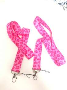 1pc Pink Leopard Print Teacher Lanyard For ID Badge Holder, Phone, Keys, With Key Ring, Great Gift For Women, Teachers, Students, Staff - New & Old Versions Sent Randomly School Car Accessories Cute Goth Y2k