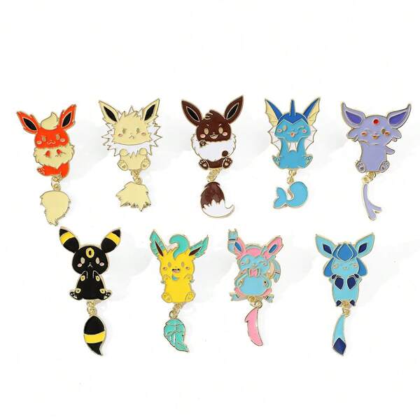 pokemon Pokémon 1/3/9 pièces Broche classique pour enfants, breloque Évolie créative, épinglette en émail métallique, insigne, accessoires pour vêtements, sacs à dos, cadeaux de fête