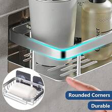 Juego de 4 Estanteria Ducha para Baño,Estante para Baño Sin Taladro,Repisa para Baño Pared,Estante Organizador de Baño,Modelosás gruesos mejorados con 4 Ganchos,para Baño,Cocina,Hotel (Plateado) - Rectangular - Ver 1