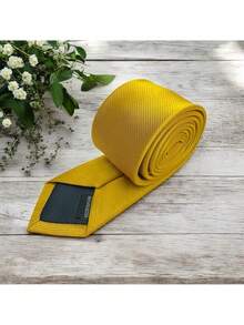DOZE GOLDEN Men's Ties Slim Tie STRIPED TWILL FABRIC Casual, Perfect For Friends As A Gift Wedding Daily Use - 金色 - 查看 2