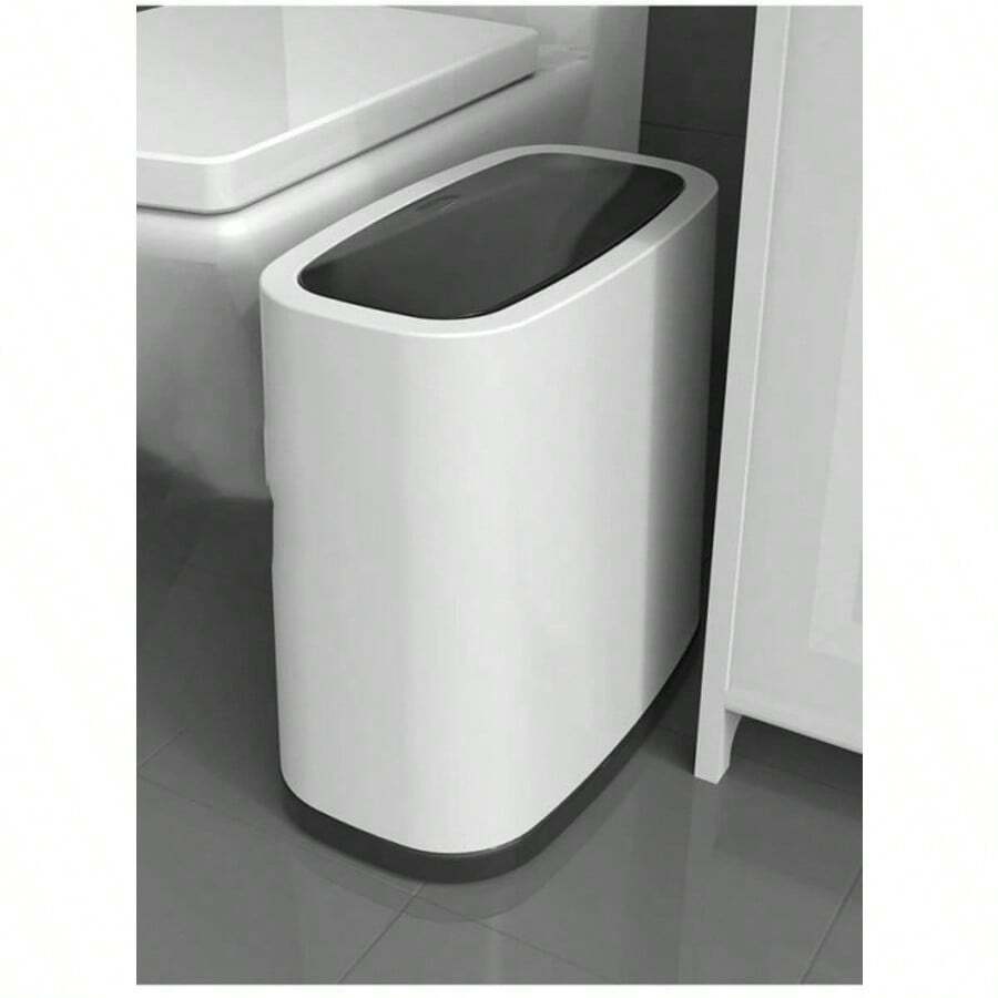 12 Liter Rectangular Plastic Trash Can Wastebasket Slim Wastebasket For Bathroom. Black