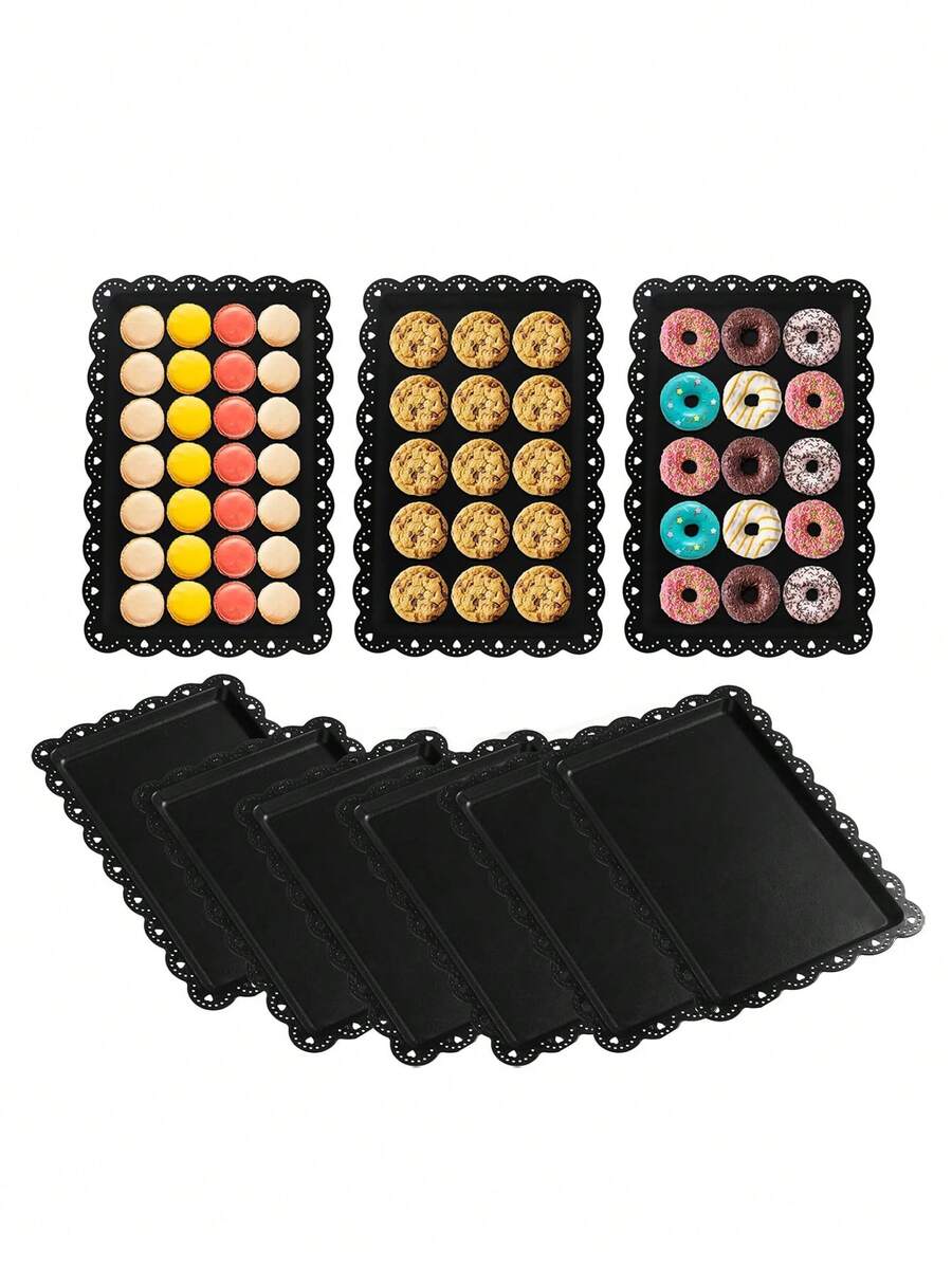 1/2/4/6pcs Black Plastic Dessert Plates/Trays, Suitable For Graduation Ceremony, Birthday, Party, Wedding - Black - View 1