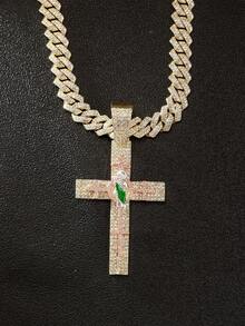 1 Peça Colar Pingente de Cruz para Adolescentes - Joias Religiosas com Corrente Cubana, Colar de Hip Hop Moderno para Uso Diário e Festas, Presente de Aniversário/Natal para Ele - Colar Declarativo para Uso o Ano Todo, Acessório de Festa, Corrente Durável, Para Adolescentes, Colar para Adolescentes/Meninos, Corrente para Adolescentes/Meninos, Colar de Casamento, Para Adolescentes