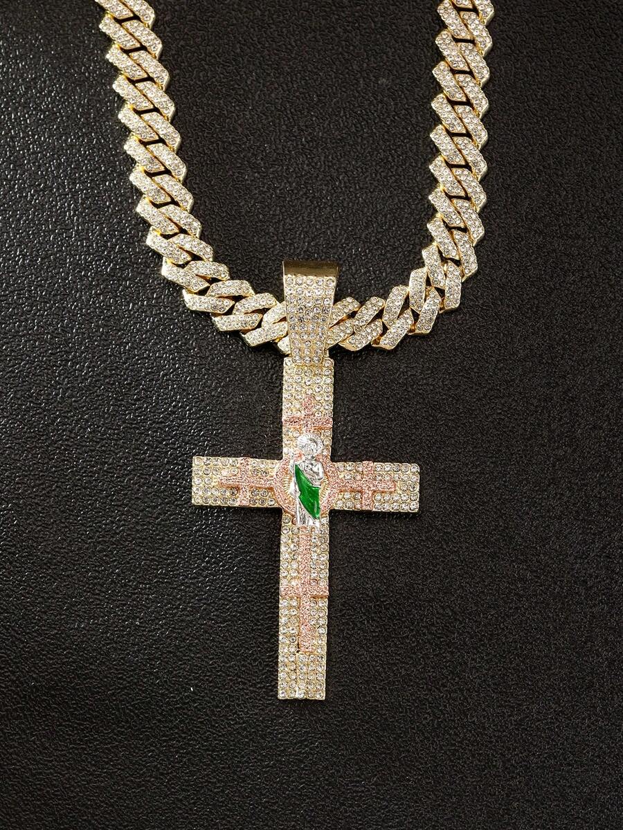 1 Peça Colar Pingente de Cruz para Adolescentes - Joias Religiosas com Corrente Cubana, Colar de Hip Hop Moderno para Uso Diário e Festas, Presente de Aniversário/Natal para Ele - Colar Declarativo para Uso o Ano Todo, Acessório de Festa, Corrente Durável, Para Adolescentes, Colar para Adolescentes/Meninos, Corrente para Adolescentes/Meninos, Colar de Casamento, Para Adolescentes