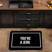 1Pc Black Door Mat With Interesting Letters Print Pattern, Classic Rectangle Quick-Drying Absorbent Polyester Carpet, Suitable For Indoor Outdoor Home Bedroom Bathroom Kitchen And Dining Room Decoration, Four Season Used Good For Gifts Party Supply Festival Holiday Courtyard Decor