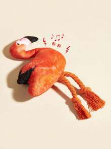 1pc Plush Flamingo Sound Pet Toy, Suitable For Small Dogs And Cats, For Chewing, Boredom Relief, And Play