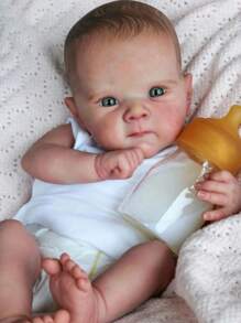 Realistic 18 Inch Reborn Baby Doll, 43 Cm Full Body Soft Silicone Vinyl Bathable Girl Doll Tactile 3D Painted Body And Visible Veins Flexible Limbs Hand-Painted Hair - Collectible Art Doll Christmas Gift/Birthday Gift/Thanksgiving Gift