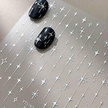 1pc Golden And Silvery Star Nail Stickers, Shining Starry Sky, Holiday Gifts - Silver - View 4