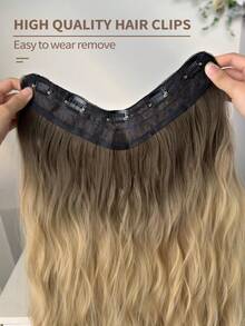 Peluca sintética de 24 pulgadas con ondas naturales en degradado en forma de V, de material resistente al calor, adecuada para mujeres, niñas, fiestas y uso diario - Multicolor - Ver 11