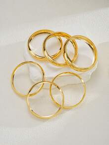 Bộ 6 vòng tay kim loại dày, bộ vòng tay nữ, trang sức vòng tay có thể xếp chồng, bộ vòng tay dày. - Bạc - Xem 11