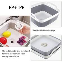 2.4 Gal9L Collapsible Dish Basin, Collapsible Kitchen Sink With Drain, Laundry Tub, Dish Tubs, Camping Sink Foldable, Kitchen Storage Tray For Camping, Vegetable Washing, RV Gray