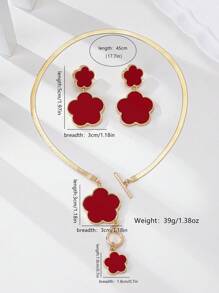 3 pezzi/Set Elegante Collana Pendente e Set di Orecchini con Fiori, Adatto Per Uso Quotidiano, Raduni, Feste, Vacanze e Viaggi delle Donne, Ottimo Regalo Per La Moglie