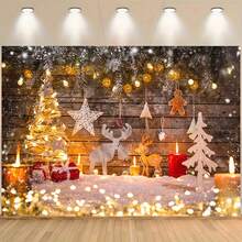 1 buc. Temă de Crăciun, agățat de perete cu textură din lemn, crengi de pin înzăpezit și bile aurii, fundal luminos, pânză de fundal pentru decorarea Crăciunului, sărbătoarea Anului Nou, dormitor, sufragerie, grădină și decorarea exteriorului, cadouri de sărbători, nuntă, ziua de naștere, aniversare, reuniune de familie, recuzită de studio, decorarea magazinului