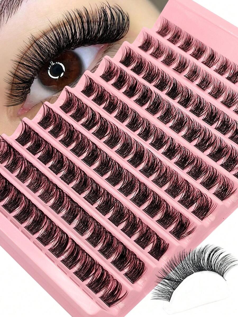 Asiteo 120 片 D 卷曲簇状睫毛，自然纤细睫毛，适用于 DIY 睫毛延长 - 单根假睫毛，沙龙和家用 - 日常化妆，轻质睫毛带，美容爱好者睫毛簇，睫毛簇，单根睫毛，睫毛，假睫毛 - 黑色 - 查看 1