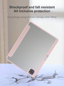 适用于 iPad A16 2025、Air 11/13m3 2025、Mini 7 A17、Pro 2024、Air 11/13 M2 2024、Pro 11/13 M4 2024、Pro 12.9、7/8/9 代、10.2、10.9、Air 4/5 10.9、Pro 11、4/5/6 代、Mini 6 的六折硅胶 PMMA 平板电脑保护套，PU 皮革翻盖保护套配件，粉色 - 粉色 - 查看 5