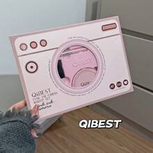 粉色相机化妆套装，包含 4 件唇彩、腮红、有色粉、双头眉笔、睫毛膏、眼线笔、精致项链，适合圣诞节、情人节、婚礼、生日、万圣节礼物 - QB21粉墨相機彩妝套盒 - 查看 2