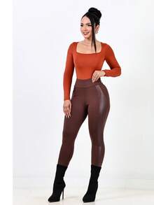 Plush Riding Pants Inside With Cirre Detail - Rust Brown - View 1