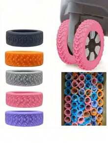 8pcs Corrugated Silicone Wheel Cover, Suitcase Wheel Cover, Pull Bar Suitcase Wheel Cover Cover Noise Foot Cover, Thicker Friction Stronger Shock-Proof Suitcase Wheel Cover, Travel Accessories,Boho Vibes