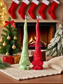 Long Santa Claus Pillar Aromatherapy Candles, Festive Atmosphere Decorative Ornament, Festive Gifts, Christmas Candles, Handmade Bean Wax Aromatherapy Candles, Can Burn For 10 Hours, Smoke Free Burning, Creative Decoration Aromatherapy Candles, Room Decoration, Table Decoration, Home Decoration, Festive Gifts