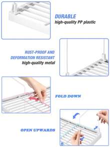 1/4 件可堆叠厨房储物架，可折叠开放式储物架，耐用优质 PP 材料和防锈金属，可扩展用于厨房台面、浴室、橱柜、国庆节、圣诞节、感恩节、家居装饰、秋季装饰