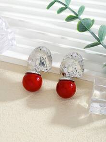 1 Pair Compact & Elegant Ball Shaped Earrings, Metal Textured Colorful Ball Pendant Earrings, Suitable For Women's Daily Wear, Vacation, Fashion Versatile, Great Gift For Friends And Family