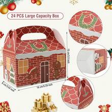 SAITI 24 Pieces Christmas Cookie Boxes For Gift Giving, 3D Christmas Treat Boxes 3 Designs Gift Boxes For Holiday Xmas Goody Party Favors