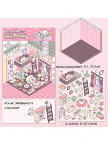 Kids Miniature Scene Stickers, 3D Layered Small House Stickers For Cognitive And Visual Training, Colorful Decorative Stickers - Multicolor - View 3