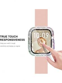 4pcs Shiny Crystal Diamond Protective Case With Screen Protector, Compatible With Series Ultra/SE/11/10/9/8/7/6/5/4, Fits 40/41/42/44/45/46/49mm Case, Shiny Protective Cover - Transparent + Pink + Rose Gold + Colorful - View 9