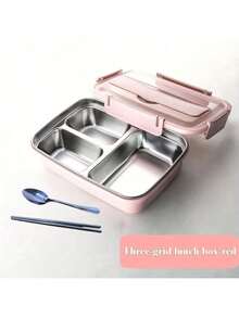 1 buah Kotak Bekal Stainless Steel, 1 buah Kotak Bekal Anti Bocor Stainless Steel 304 Tahan Lama, Kotak Bento 3 Kompartemen, Dilengkapi dengan Peralatan Makan Stainless Steel, Mudah Dibersihkan, Ideal untuk Sekolah dan Kerja - MultiWarna - View 11