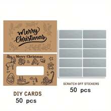 20/50张刮刮卡+贴纸DIY圣诞节创意礼品券派对活动抽奖空白卡片 - 彩色 - 查看 16
