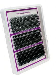 DIY D-Curl 300pcs Ultra-Thick DIY Cluster False Eyelashes Kit - 30D, 40D, 50D Mixes With D-Curl & Cat Eye Styles, Hypoallergenic, Beginner-Friendly, Reusable, No Tools Needed - Black - View 6