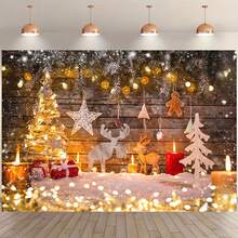 1 buc. Temă de Crăciun, agățat de perete cu textură din lemn, crengi de pin înzăpezit și bile aurii, fundal luminos, pânză de fundal pentru decorarea Crăciunului, sărbătoarea Anului Nou, dormitor, sufragerie, grădină și decorarea exteriorului, cadouri de sărbători, nuntă, ziua de naștere, aniversare, reuniune de familie, recuzită de studio, decorarea magazinului