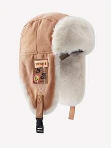 1pc Unisex Coffee Thick Thermal Lined Water-Resistant Trapper Hat With Ear Flaps, Warm Winter Ski Hat, Suitable For Outdoor Activities & Casual Wear