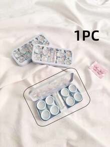 XIANG YU 1 个花卉图案隐形眼镜盒、伴侣护理盒、隐形眼镜盒和沉浸式存储套件，适合旅行和家庭使用。学校