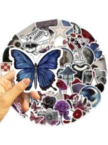 50Pcs Aesthetic Stickers Watercolor Stickers Y2k Stickers Y2K Dark Goth Stickers Downtown Stickers Y2k Gifts Groovy Stickers 90s Stickers Vinyl Waterproof Stickers For Envelope,Water Bottle,Computer,Laptop,Phone,Luggage,Notebook,Fridge - E - View 10