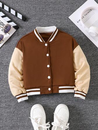 Tween Girl City Style Fitted Kort Zip-Up-jacka, långärmad