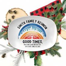 طبق تذكاري شخصي لحفل إعادة التجمع العائلي 2025 - طبق تذكاري مخصص، ديكور مطبخ شجرة نمط ، هدية لحفل تجمع عائلة سميث - متعدد الألوان - مشاهدة 2