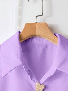 Camisa de mujer de cuello en V Freeform, elegante y versátil para primavera, verano, otoño e invierno, adecuada para ir al trabajo, negocios, casual y vacaciones, se recomienda elegir un tam - Púrpura claro - Ver 5