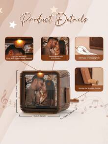 1件定制手摇相册，个性化翻页动画相框，带灯光和音乐的机械相册，家居装饰，迷你翻页相册相框，生日、周年纪念日、情人节、母亲节、父亲节、圣诞节礼物，送给妈妈、爸爸、情侣、家人的礼物，多功能、耐用、装饰性强、可重复使用、精致、时尚、高品质、色彩丰富、现代、定制、个性化、独特，送给他的理想礼物，送给她的理想礼物，送给男朋友、爸爸、女朋友、妈妈、家人、朋友，茶室、家居、花园、办公室，周年纪念日、情人节、母亲节、生日、父亲节、毕业典礼、婚礼、乔迁之喜、办公室装饰，优雅生活 - 客製化照片和音樂 - 查看 5