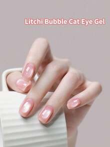 annies 10ML Glassy Pink Clear Cat Eye Gel Nail Polish 1Pc Silk Glitter Cat Eye Gel Polish Soak Off Holographic Magnetic Nail Polish For Nail Art Manicure Salon DIY At Home Nails - Multicolor - View 3