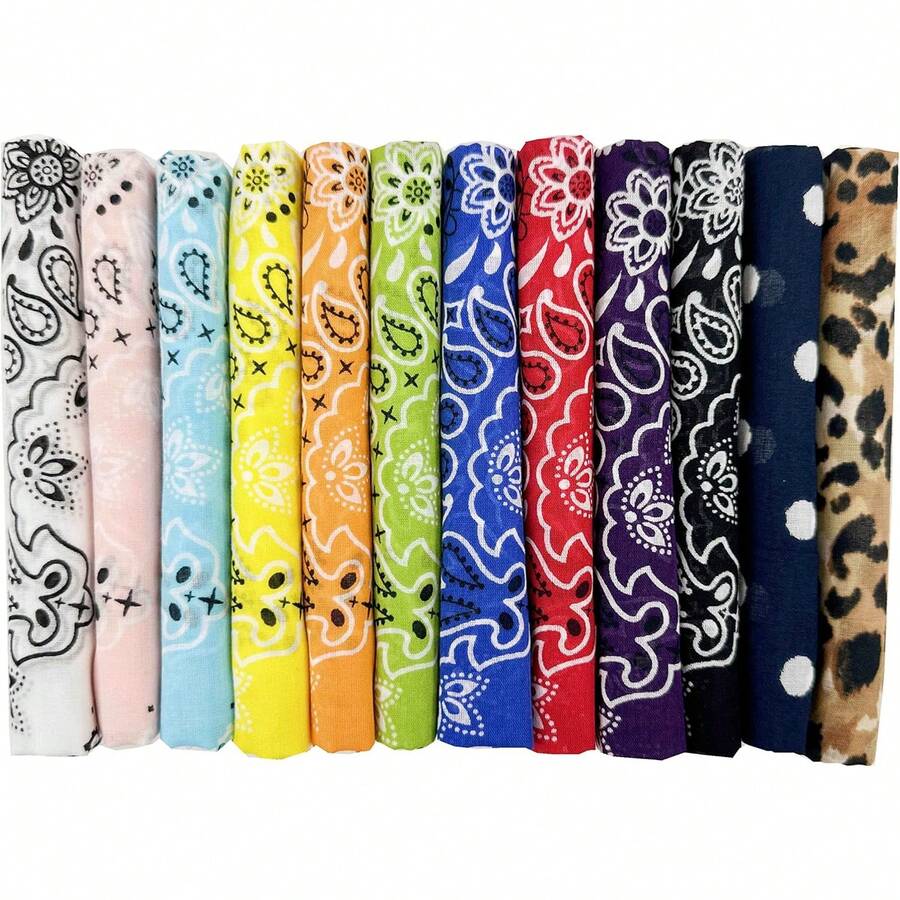¡RecomendadoJuego de 12 bandanas de algodón suave y fino al tacto de la mano¡Top de Temporada - verde, (verde mixto) - Ver 1