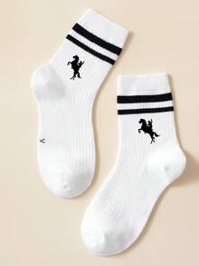 1 双儿童袜子，樱桃字母图案，男女通用休闲运动中筒袜，四季皆宜 - 彩色 - 查看 7