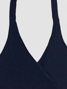 性感深 V 领褶饰腰部挂脖露背镂空迷你连衣裙，全新夏季设计