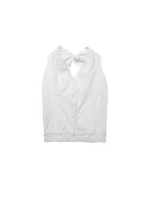 蕾丝修身挂脖无袖上衣，修身 - 白色 - 查看 9