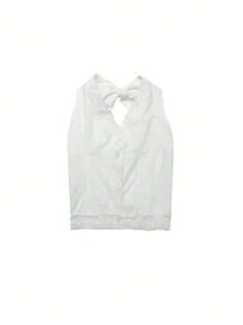 Lace Fitted Halter Neck Sleeveless Top, Slimming