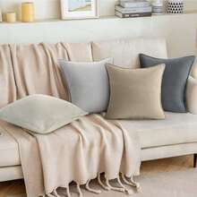 18x18 Inch Set Of 4 Neutral Soft Chenille Decorative Pillow Covers For Boneless Couch/Bed Living Room Home Decor - Neutral - View 3